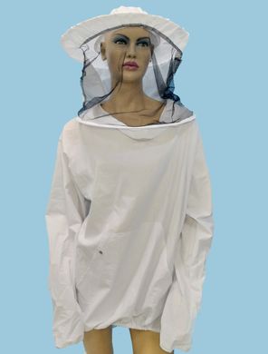 Куртка пчеловода белая с маской без змейки, хлопок, размер 58-60