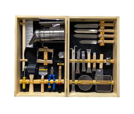 Набор инструментов пчеловода подарочный в футляре (22 инструмента)