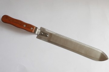 Нож пасечный из нержавейки, с прямой и зубчатой заточкой (280 мм)