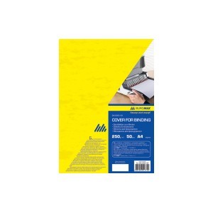 Обложка картон для биндера "под кожу" А4 BUROMAX ВМ0581-08 250 г/м2 20 шт. (желтая)