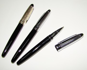 Ручка металлическая капилярная, черная с серебряными вставками 316В-0102