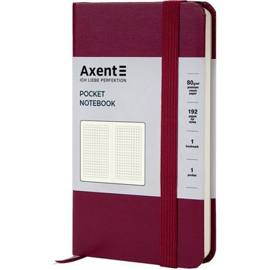 Блокнот А6 Axent 8301, обкладинка тверда, на гумці, 96 аркушів, клітинка