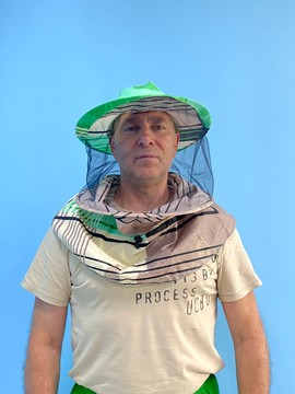 Маска пчеловода с лицевой сеткой по кругу, вшитое кольцо, (ситец)