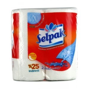 Полотенца SELPAK 3 слоя белые, 2 рулона