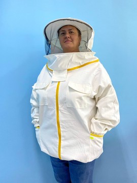 Куртка пчеловода (котон), со съемной классической маской, желтой молнией, р.L, Турция(В-3)