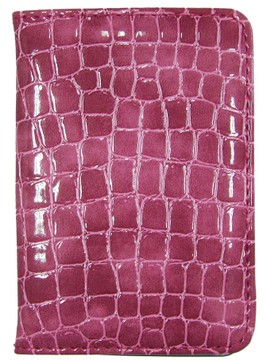 Обложка для автодокументов, кожзам Крокодил розовый A-7359-0314