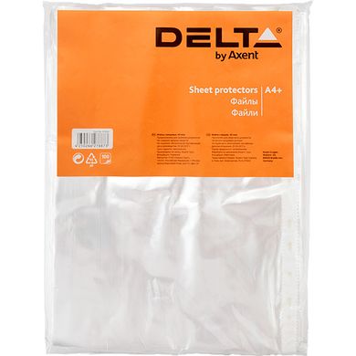 Файл Delta D1004 А4+, 40 мкм, 100 штук, прозрачный, глянцевый
