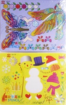 Трафарет пластиковый с линейкой А4 "Цветы, Животные, Бабочки" HA6675-1311, ассорти