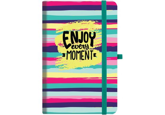 Деловая записная книжка Optima "enjoy" с резинкой 136х207мм, полноцветная обложка, блок прошитый